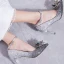 Sparkly Sølv Brudesko 2019 Krystall Paljetter Ankelstropp 9 cm Stiletthæler Spisse Pumps