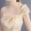 Schlicht Champagner Brautjungfernkleider 2018 A Linie Schleife One-Shoulder Rückenfreies Ärmellos Lange Kleider Für Hochzeit