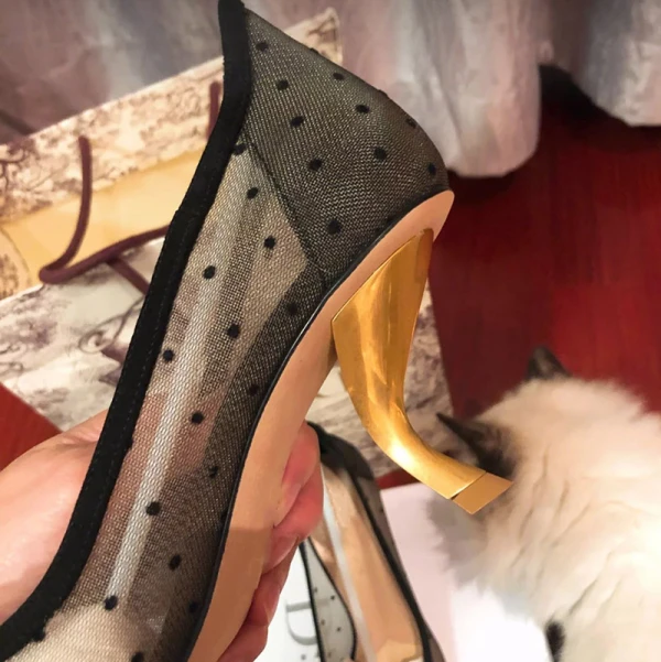 Luxury / Gorgeous Black Evening Party Pumps 2019 Leather Spotted 6 cm Stiletto Heels Pointed Toe Pumps