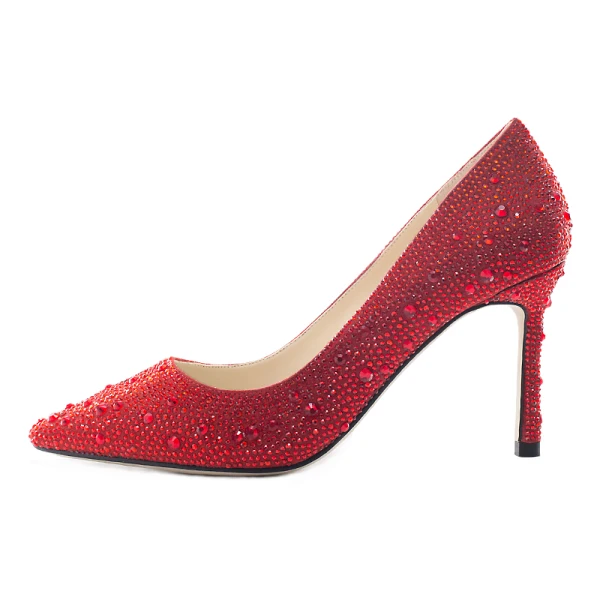 Sparkly Gold Wedding Shoes 2019 Leather Rhinestone 8 cm Stiletto Heels Pointed Toe Wedding Pumps