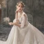 Élégant Ivoire Robe De Mariée 2019 Princesse Col Haut En Dentelle Fleur 3/4 Manches Dos Nu Chapel Train