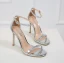 Modern / Fashion Silver Casual Womens Sandals 2019 Leather Ankle Strap 10 cm Stiletto Heels Open / Peep Toe Sandals