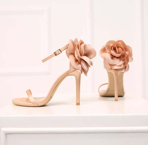 Chic / Beautiful Black Evening Party Womens Sandals 2019 Leather Ankle Strap Flower 10 cm Stiletto Heels Open / Peep Toe Sandals