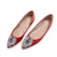 Chic / Belle Rouge Cuir Cristal Chaussure De Mariée 2019 Faux Diamant Plate À Bout Pointu Mariage