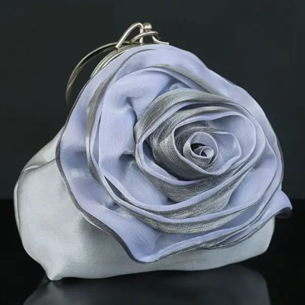 Fée Des Fleurs Argenté Pochette Fleur Faux Diamant Velour Mariage Cocktail Soirée 2019 Accessorize