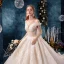 Charming Champagne Wedding Dresses 2019 A-Line / Princess Off-The-Shoulder Beading Lace Flower Sleeveless Backless Royal Train