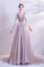 Charmant Perle Rose Robe De Bal 2021 Princesse Col v profond Perlage Paillettes Sans Manches Dos Nu Train De Balayage Robe De Ceremonie
