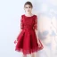 Chic / Beautiful Homecoming Graduation Dresses 2017 A-Line / Princess Lace Flower Scoop Neck 1/2 Sleeves Short Formal Dresses