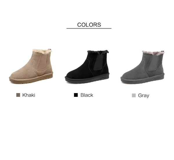 Modern / Fashion Womens Boots 2017 Black Suede Ankle Leather Casual Winter Flat Snow Boots