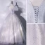 Chic / Beautiful Grey Sequins Prom Dresses 2022 Ball Gown V-Neck Puffy Short Sleeve Backless Floor-Length / Long Formal Dresses