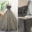 Chic / Belle Gris Perlage Paillettes Robe De Bal 2023 Robe Boule Encolure Carrée Manches Courtes Dos Nu Longue Promo Robe De Ceremonie