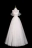 Elegant White Lace Flower Wedding Dresses 2026 A-Line / Princess Off-The-Shoulder Bow Sleeveless Backless Floor-Length / Long