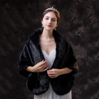 Chic / Belle Noire châle 2020 Daim Polyester Châles épaules Hiver Mariage Soirée Promo Sans Manches Accessorize