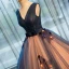 Chic / Beautiful 2017 Navy Blue Prom Dresses V-Neck Lace Strappy Corset Appliques Backless A-Line / Princess Formal Dresses