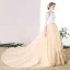 Luxury / Gorgeous Champagne Prom Dresses 2017 A-Line / Princess Lace V-Neck Beading Appliques Backless Handmade  Evening Party Prom Formal Dresses