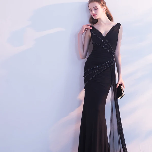 Chic / Beautiful 2017 Evening Dresses V-Neck Backless Handmade Trumpet / Mermaid Homecoming Evening Party Formal Dresses