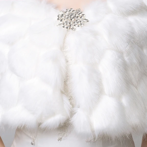 White Winter Snakeskin Print Faux Fur Prom Evening Party Wedding Shawls 2017
