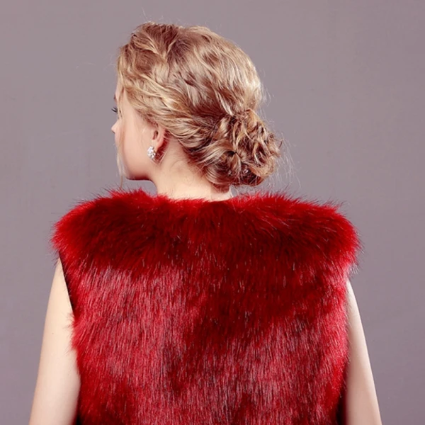 Bordeaux Hiver Fausse Fourrure Soirée Mariage Promo Manteaux / vestes 2017