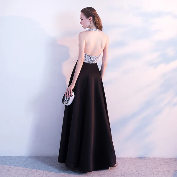 Scintillantes Noire Robe De Soirée 2017 Princesse Charmeuse Dos Nu Glitter Paillettes Soirée Robe De Ceremonie