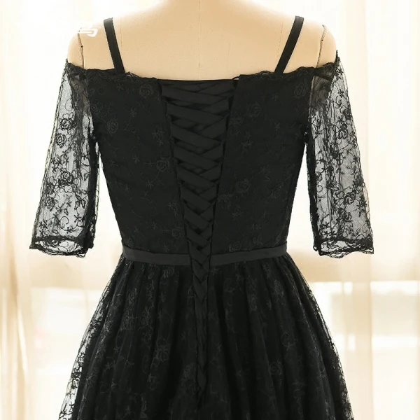 Chic Beautiful Black Plus Size Cocktail Dresses 2018 1/2 Sleeves A-Line Princess Lace-up Chic Beautiful Black Plus Size Cocktail Dresses 2018 1/2 Sleeves A-Line Princess Lace-up