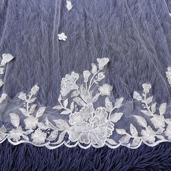 Classique Élégant Blanche Cathedral Train Mariage Tulle En Dentelle Appliques Voile De Mariée 2018