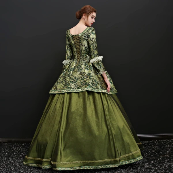 Vintage / Retro Clover Green Floor-Length / Long Ball Gown Prom Dresses 2018 U-Neck 3/4 Sleeve Beading Crystal Printing Prom Evening Dresses