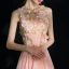 Flower Fairy Pearl Pink Short Graduation Dresses 2018 A-Line / Princess U-Neck Tulle Appliques Backless Beading Rhinestone Homecoming Formal Dresses