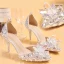 Fantastisk Bling Bling Vita 8 cm Röda mattan Bröllop Pumps Beading Kristall Rhinestone Stilettklackar Brudskor 2018