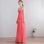 Amazing / Unique Floor-Length / Long Watermelon Formal Dresses 2018 V-Neck A-Line / Princess Chiffon Lace-up Appliques Backless Evening Party Evening Dresses