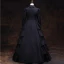 Vintage / Retro Medieval Gothic Black Ball Gown Prom Dresses 2021 Long Sleeve High Neck Floor-Length / Long Buttons Satin Solid Color Cosplay Prom Formal Dresses