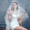 Mooie / Prachtige 2017 Witte Appliques Tule Kanten Bruidssluier
