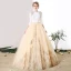 Luxury / Gorgeous Champagne Prom Dresses 2017 A-Line / Princess Lace V-Neck Beading Appliques Backless Handmade  Evening Party Prom Formal Dresses