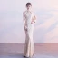 Chic / Beautiful Champagne Evening Dresses  2017 Trumpet / Mermaid Lace Strapless Appliques Beading Rhinestone Evening Party Formal Dresses