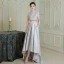 2 Piece Burgundy Cocktail Dresses 2017 A-Line / Princess Charmeuse U-Neck Lace Embroidered Cocktail Party Formal Dresses