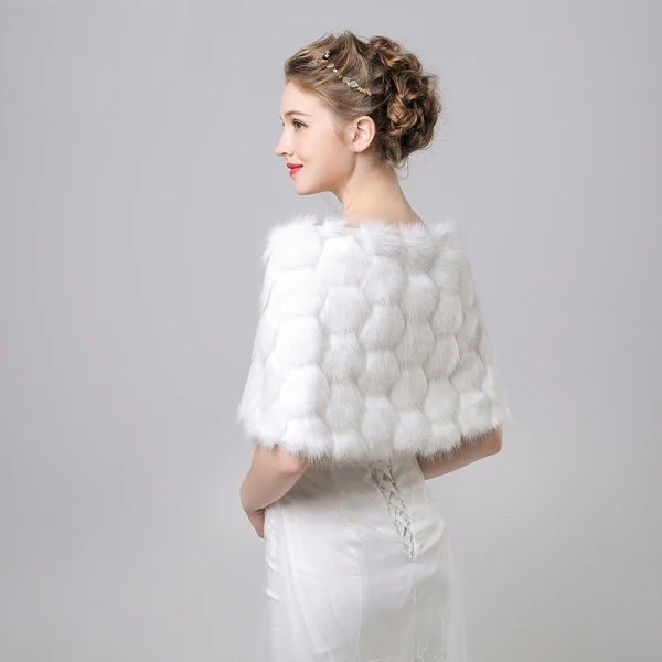 White Winter Snakeskin Print Faux Fur Prom Evening Party Wedding Shawls 2017