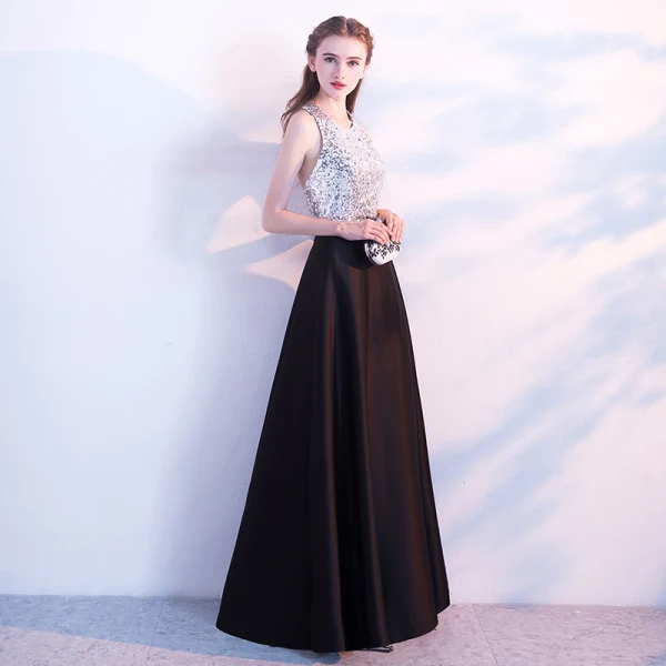 Scintillantes Noire Robe De Soirée 2017 Princesse Charmeuse Dos Nu Glitter Paillettes Soirée Robe De Ceremonie