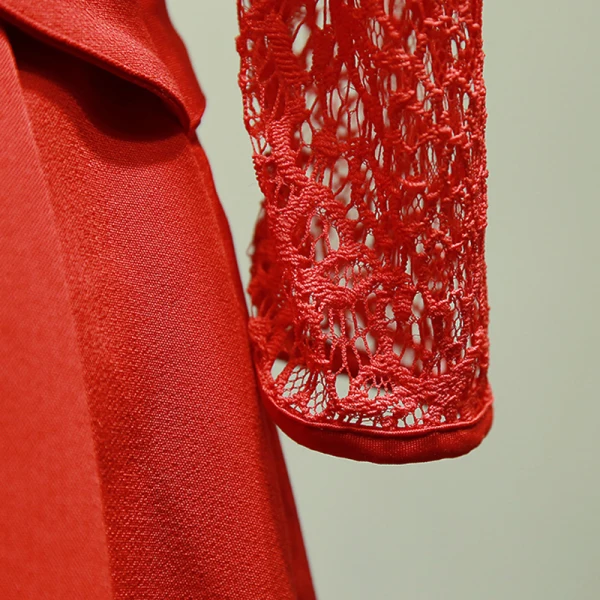 Chic / Belle Rouge Robe De Graduation 2018 Princesse En Dentelle U-Cou Dos Nu de retour Robe De Ceremonie