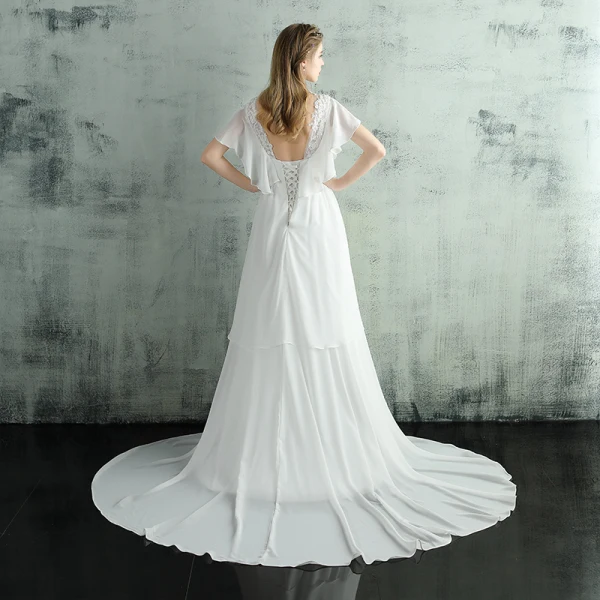 Chic / Beautiful White Evening Dresses 2018 A-Line / Princess Floor-Length / Long Tulle V-Neck Lace-up Beading Appliques Backless Evening Party Formal Dresses