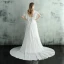 Chic / Beautiful White Evening Dresses  2018 A-Line / Princess Floor-Length / Long Tulle V-Neck Lace-up Beading Appliques Backless Evening Party Formal Dresses