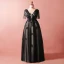 Chic / Belle Noire Grande Taille Robe De Soirée 2018 Princesse 1/2 Manches V-Cou Tulle En Dentelle Bretelles croisées Appliques Dos Nu Perlage Été Soirée Robe De Ceremonie