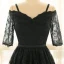Chic / Beautiful Black Plus Size Cocktail Dresses 2018 1/2 Sleeves A-Line / Princess Lace-up V-Neck Tulle Appliques Backless Cocktail Party Formal Dresses