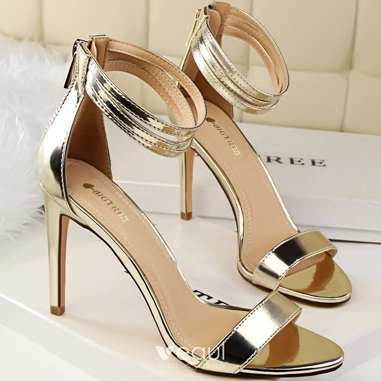 Black Gold Gown Peep Toe Platforms Super High Stiletto Heels ...