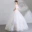 Erschwinglich Weiß Lange Hochzeit 2018 U-Ausschnitt Tülle Perlenstickerei Applikationen Rückenfreies Ballkleid Brautkleider