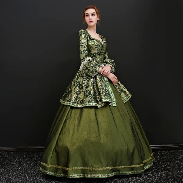 Vintage / Retro Clover Green Floor-Length / Long Ball Gown Prom Dresses 2018 U-Neck 3/4 Sleeve Beading Crystal Printing Prom Evening Dresses