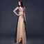 Flower Fairy Champagne Floor-Length / Long Maxi Dresses 2018 A-Line / Princess V-Neck Sleeveless Chiffon Backless Printing Beach Summer Womens Clothing
