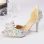 Fantastisk Bling Bling Vita 8 cm Röda mattan Bröllop Pumps Beading Kristall Rhinestone Stilettklackar Brudskor 2018