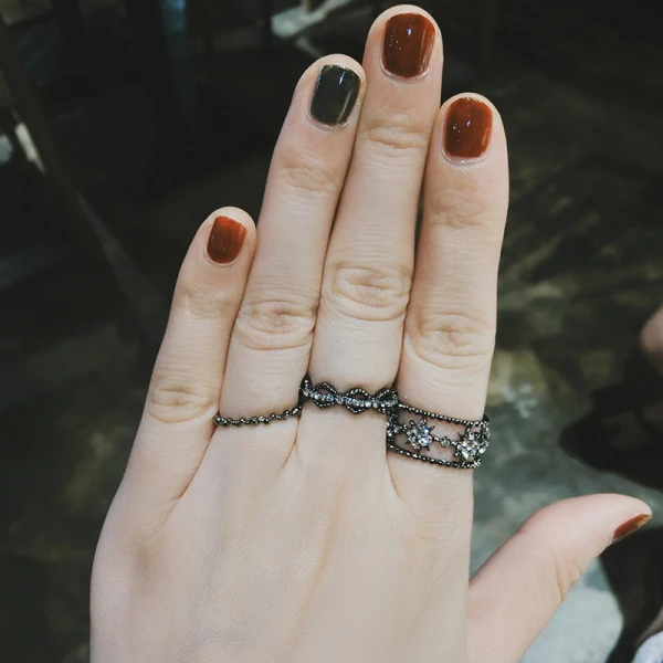 Modern Zwarte Rhinestone Star Ringen instellen Rave Club 4 stuks Ringen 2019 Accessoires