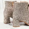 Scintillantes Bling Bling Doré Mariage Bottes 2020 Glitter Paillettes Polyester Bottines À Bout Pointu 6 cm Chaussure De Mariée
