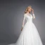 Luxury / Gorgeous White Wedding Dresses 2020 A-Line / Princess High Neck Long Sleeve 3D Lace Zipper Up Appliques Backless Beading Crystal Chapel Train Wedding