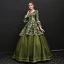 Vintage / Retro Clover Green Floor-Length / Long Ball Gown Prom Dresses 2018 U-Neck 3/4 Sleeve Beading Crystal Printing Prom Evening Dresses